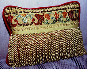 Cushion with Antique Trim and Tassels